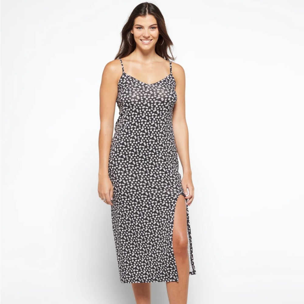 z Supply black floral dress size medium